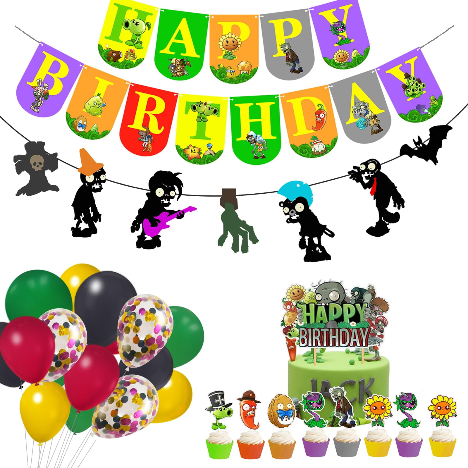 Plants Game Theme FEV6 Birthday Party Supplies Decoration Kit with