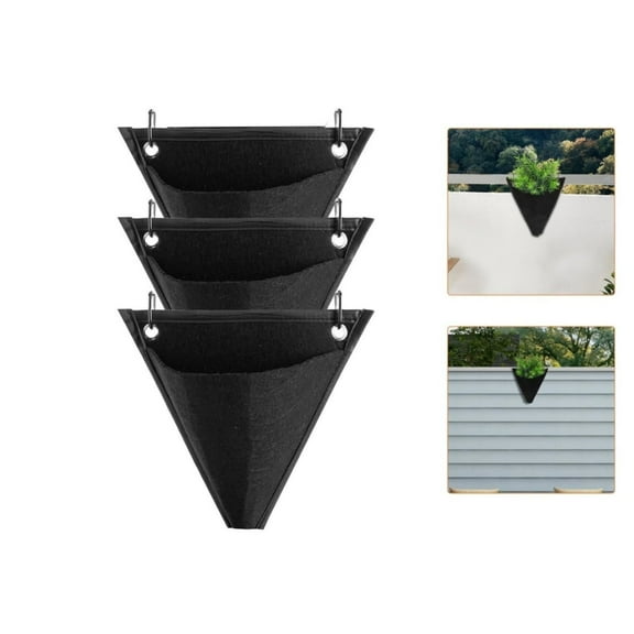Plants Hanging Bags Set,QZS Portable Cone Shaped Planter Basket for Office,8.3x9.4In Vertical Hanging Grow Bag for Home Room,3Pack