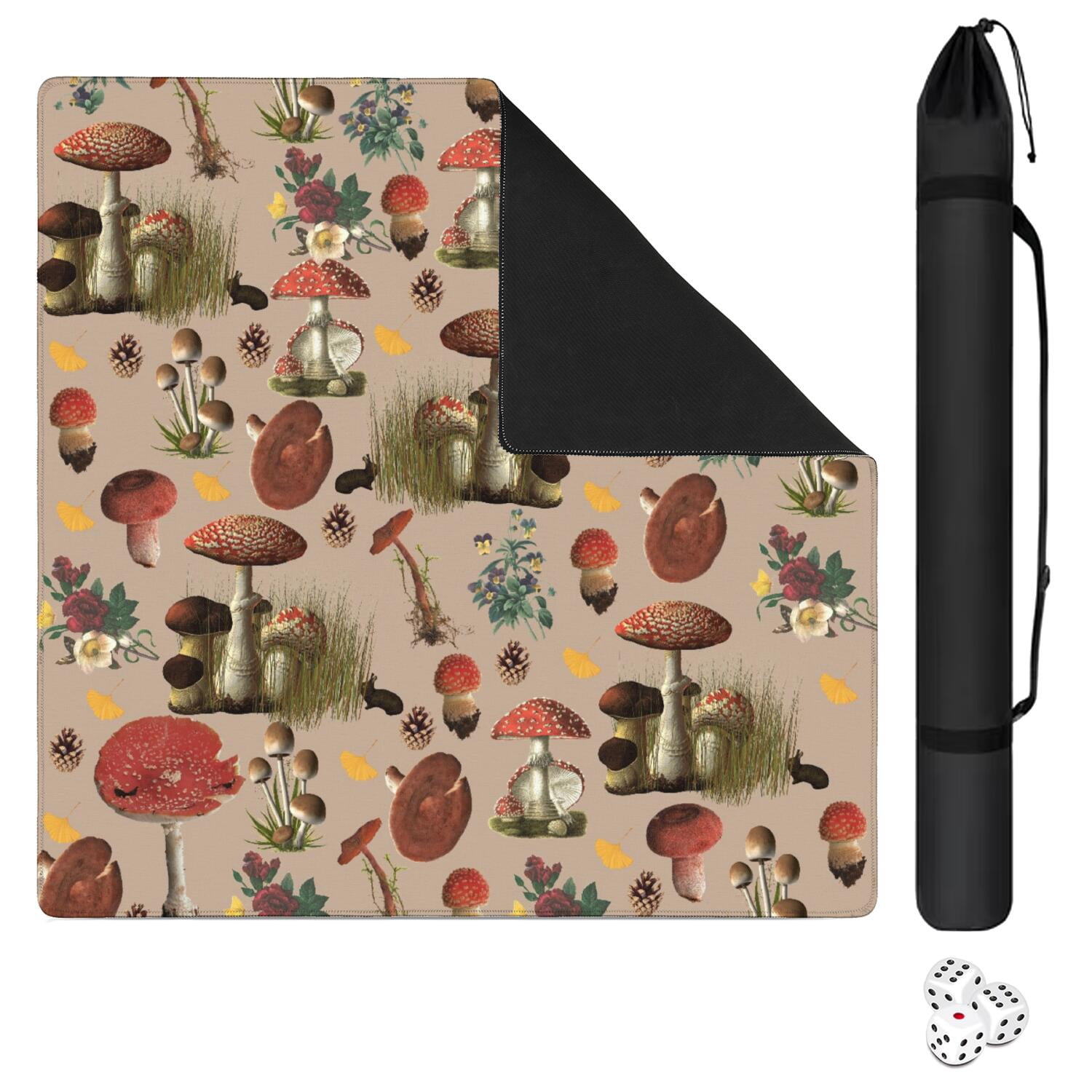 Plants Inspired Game Table Mat Measuring 31.5x31.5 Inches Made of Rubber Material with Anti-Slip Non-Slip Backing and Noise Reducing Qualities for Tiles Cards