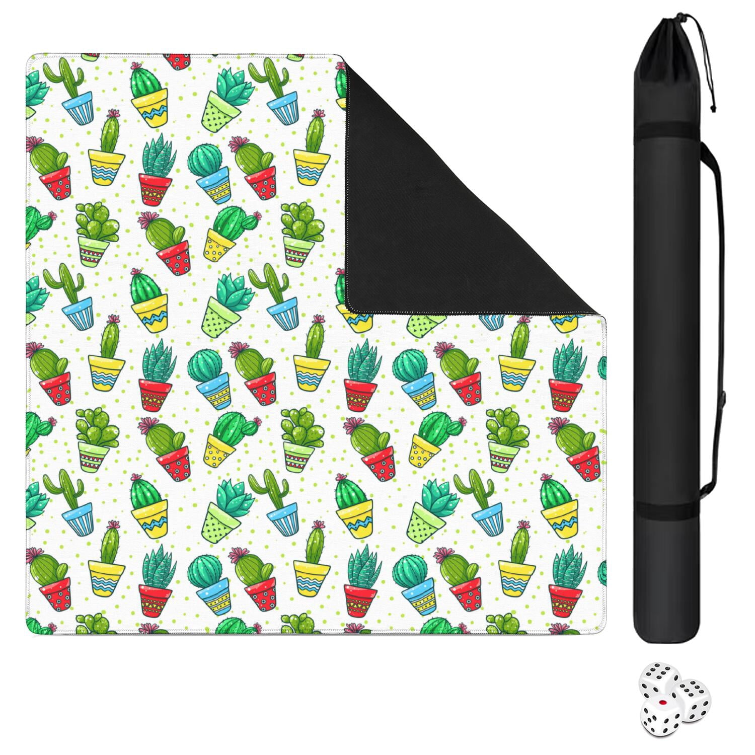 Plants Inspired Mahjong Mat 31.5x31.5 Inches Constructed from High Quality Rubber with Anti-Slip Properties and Noise Reduction Qualities for Card Games Tiles