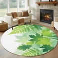 thumbnail image 1 of Plants Leaves Round Living Room Rugs 7 ft, Green Plants Watercolor Gradient Texture Washable Area Rug with Non-Slip Sturdy Edge Binding Round Carpet for Kitchen Office Bedroom, 1 of 9
