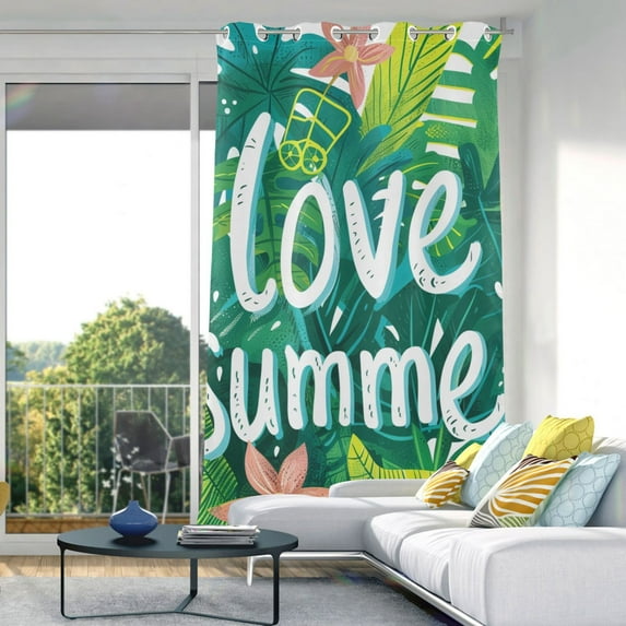 Plants Leaves Summer Blackout Curtain Panels Drapes Privacy Assured with Light Filtering Curtains for Living room Bedroom Bathroom Window