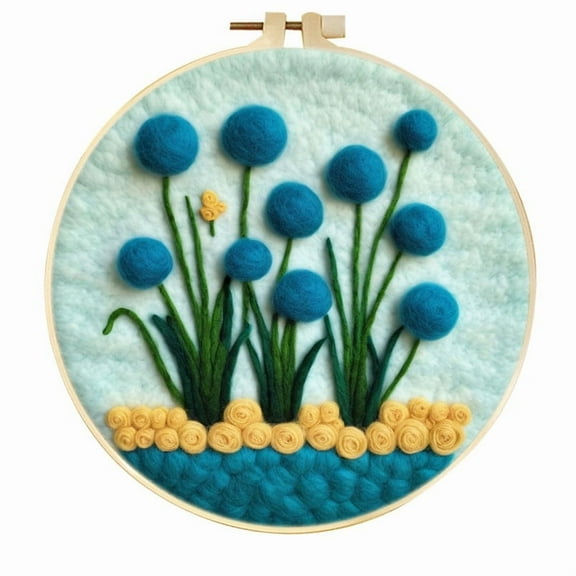 Plants Needle Felting Set, Beginner Felt Painting Set, With Wool Felt Painting Set, Decorative Frame, Suitable for Home Decoration