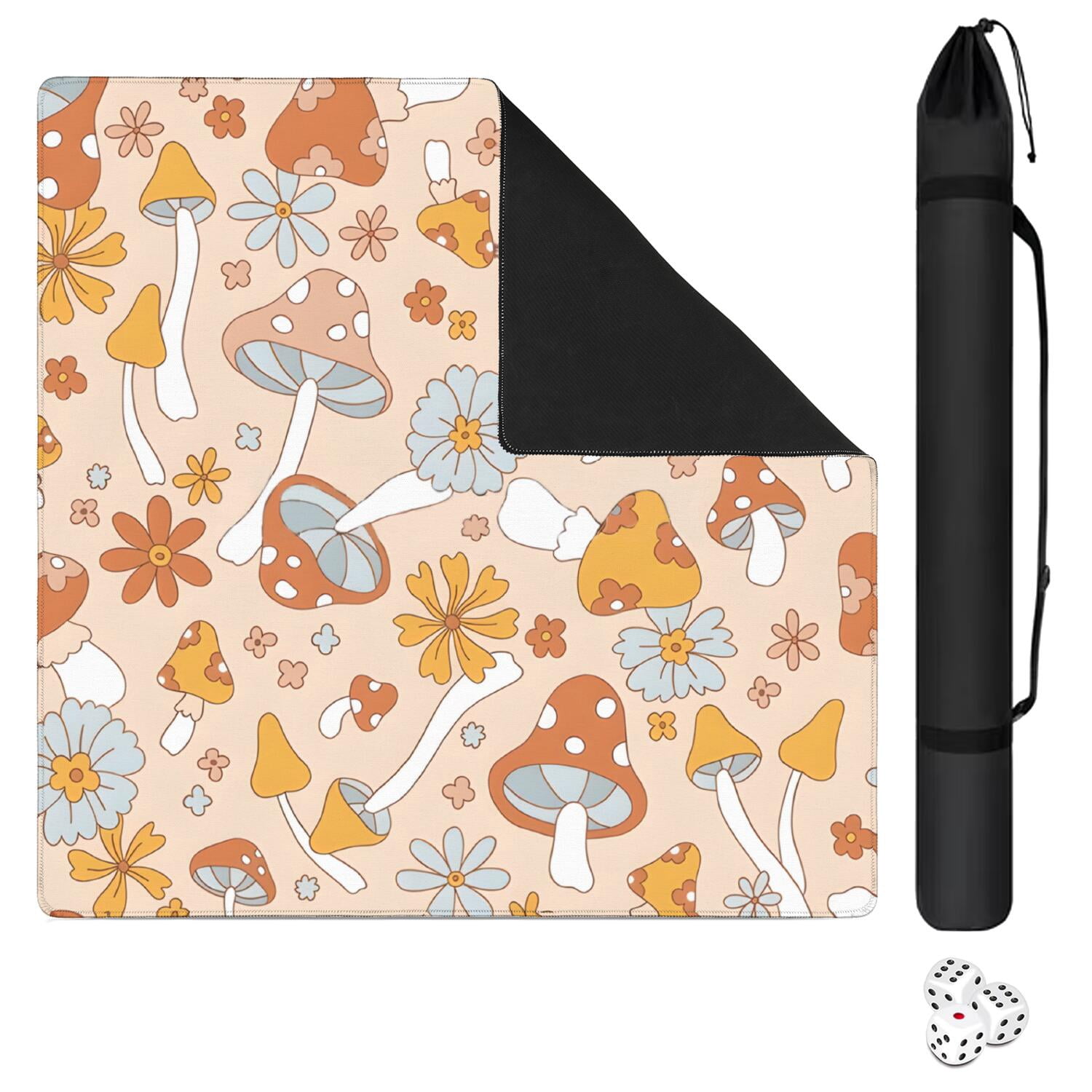 Plants Pattern Game Mat 31.5x31.5 Inches Constructed from High Quality Rubber with Anti-Slip Grip Backing and Noise Dampening Properties for Mahjong Cards Board Games