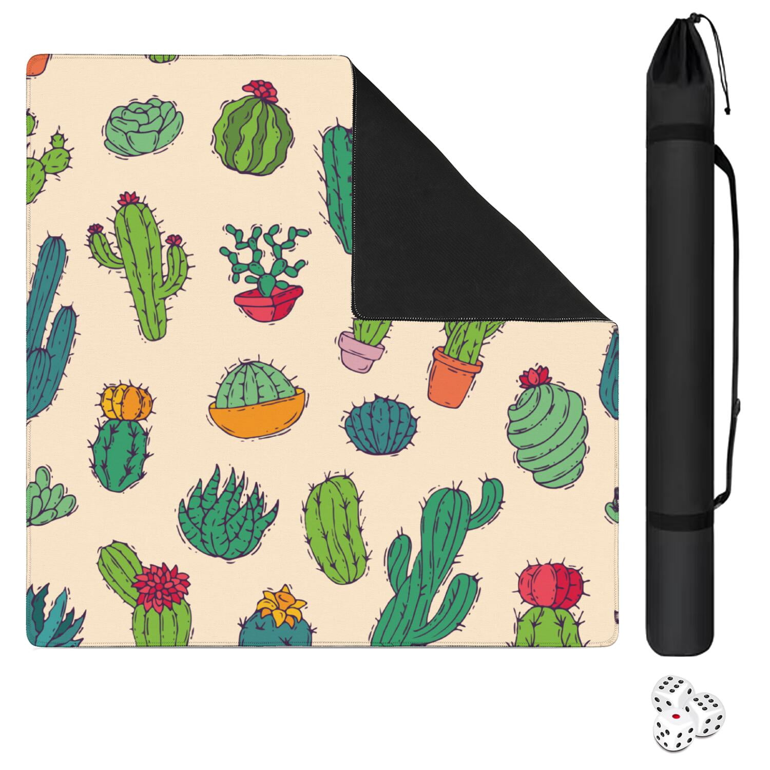 Plants Pattern Game Mat 31.5x31.5 Inches Constructed from High Quality Rubber with Anti-Slip Grip Backing and Noise Dampening Properties for Mahjong Cards Board Games