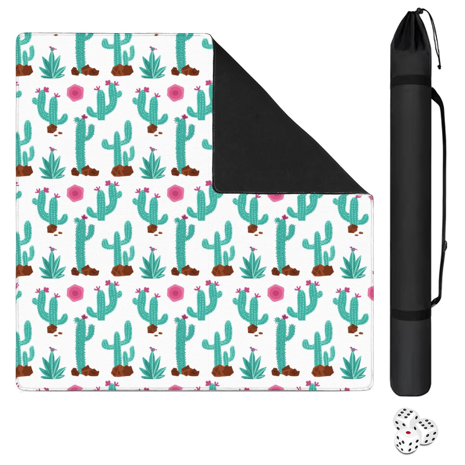 Plants Pattern Game Table Pad 31.5x31.5 Inches Made of Rubber Featuring Anti-Slip Backing and Noise Reduction Qualities for Mahjong Card Games Tiles
