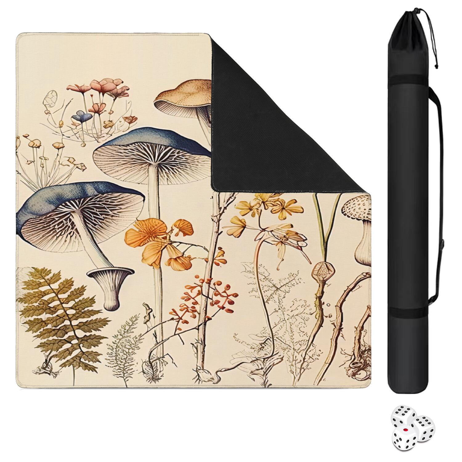 Plants Pattern Game Table Pad 31.5x31.5 Inches Made of Rubber Featuring Anti-Slip Backing and Noise Reduction Qualities for Mahjong Card Games Tiles