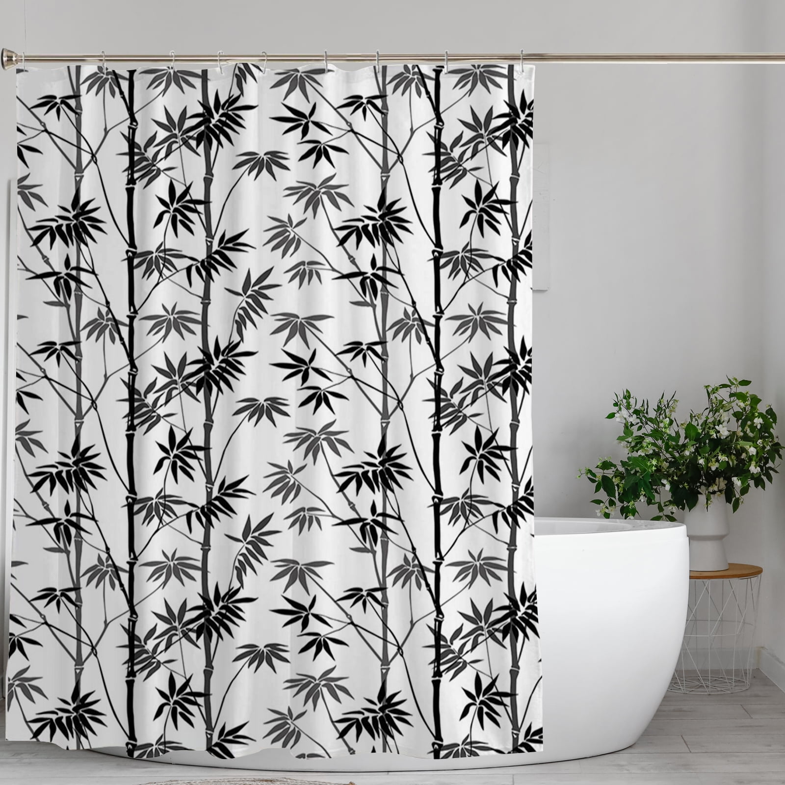 Plants Print,Shower Curtain Liner with Rustproof Metal Grommet and 12