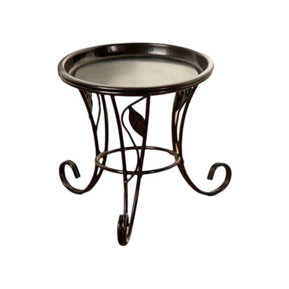 Plants Stand Indoor Outdoor Metal Flower Pot Holder 5.3 in Round Vintage Style Pedestal Rack for Patio, Balcony, Corner Decor, Black