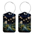 thumbnail image 1 of Plants under the Stars Square PU Leather 2 Pack Travel Tag - Bag Tag - Suitcase Tag with Privacy Cover and Stainless Steel Ring - Suitable for Travel, Backpack, and Handbag, 1 of 7
