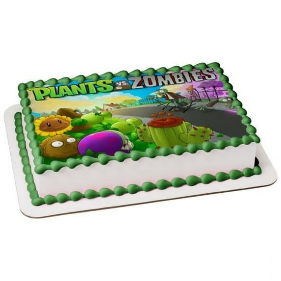 Plants VS Zombies Birthday Edible Image Cake Topper For Half Sheet Cake ...