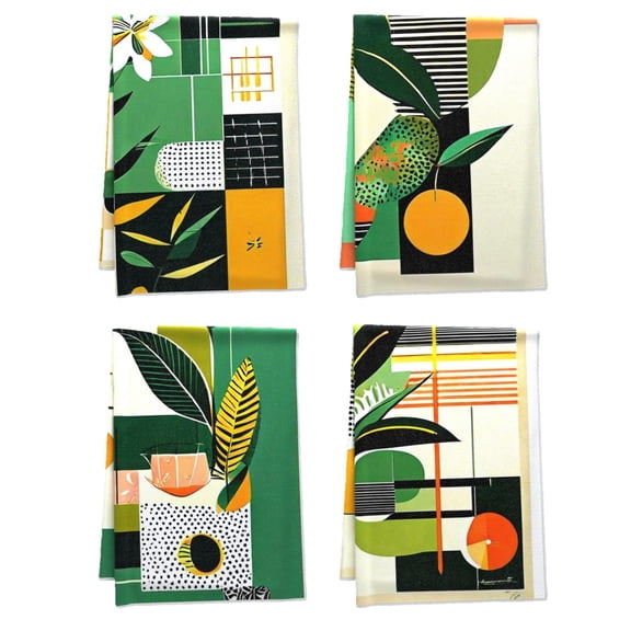 Plants Versatile Hand Towel, Comfortable Arabesque Sun Arabesque Mandala Towel Set 16x24 Inch, Set Of 4 Handy Boho Elements Tea Towel, for Gym Outdoor Washroom Deco Microfiber
