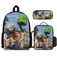 thumbnail image 1 of Plants Vs Zombies 3Pcs Bookbag Sets Backpack with Lunch Bag And Pencil Case for Work Office Travel, 1 of 6
