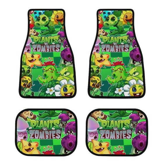Plants Vs Zombies 4 Pcs Car Floor Mats Universal Fit Floor Mats Front & Rear Liners for Trucks Van SUV Auto
