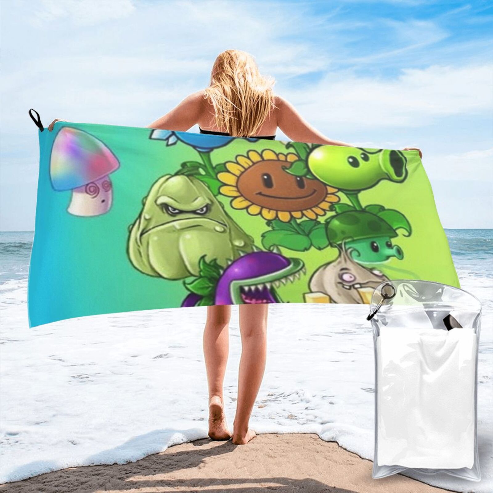 Plants Vs Zombies Beach Towel Microfiber Bath Towels Soft Beach Blanket