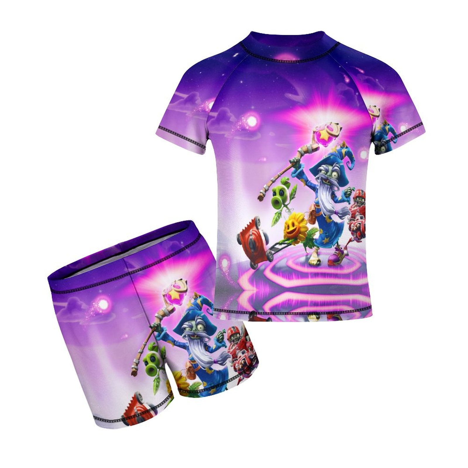 Zombie Rash Guard Design Plants Vs Zombies Boys Rash Guard Set 2 Piece Swimsuits Short Sleeve ...