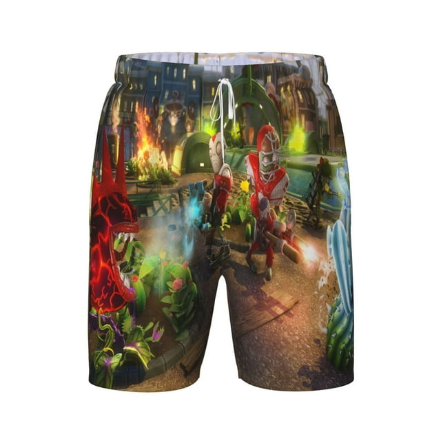 Plants Vs Zombies Boys Swim Trunks Quick Dry Boardshorts Elastic