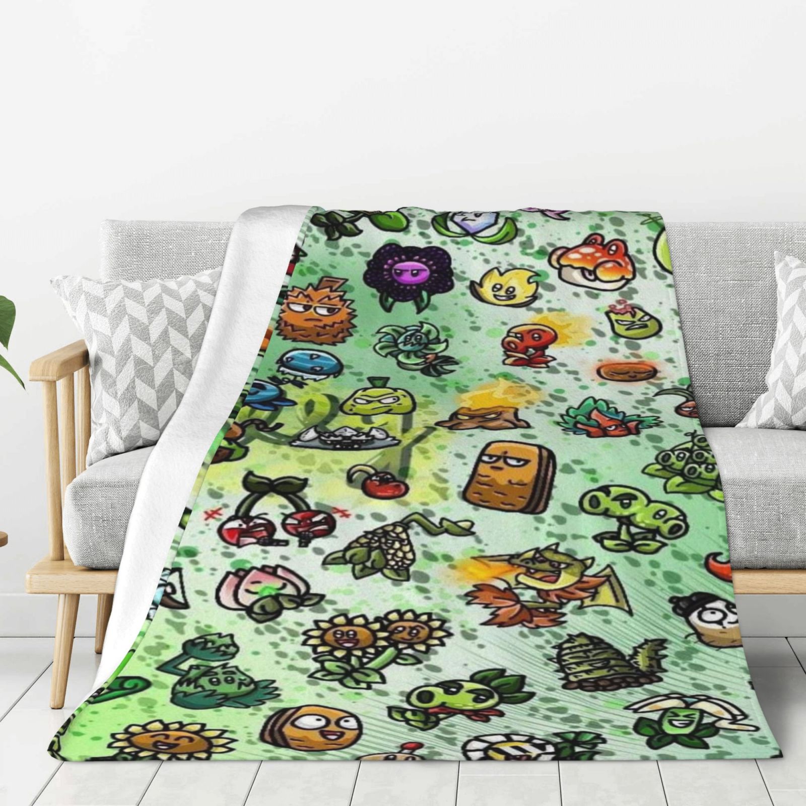 Plants Vs Zombies Flannel Throw Blanket 80"X60" Thicken All Seasons