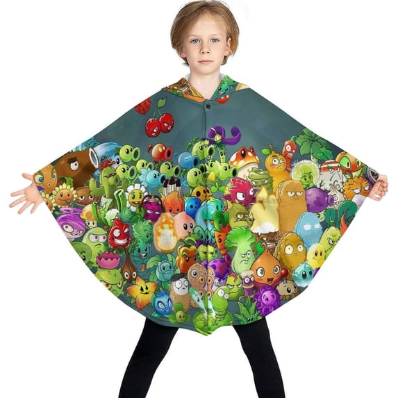 Plants Vs Zombies Kids Flannel Wearable Blanket, Warm Shawl Blanket Comfy Poncho Soft Cozy Throw Blanket Hoodie for Boys Girls Birthday Gifts