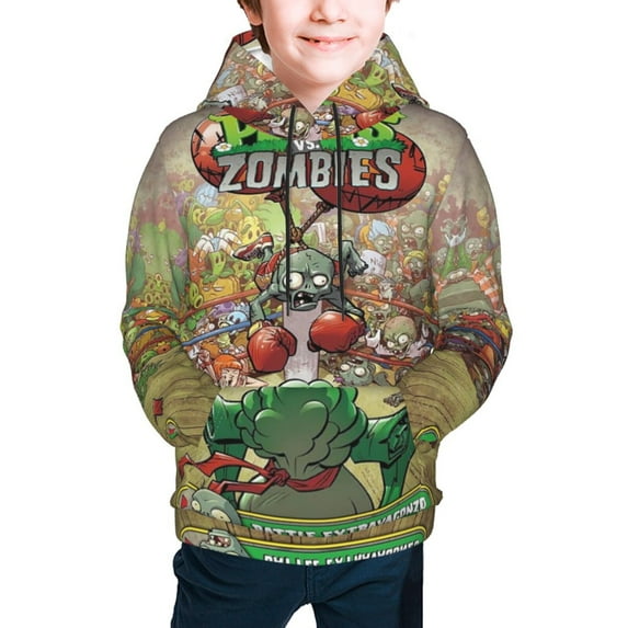 Plants Vs Zombies Kids Pullover Hoodies 3d Print Hooded Sweatshirt With Packet For Boys Girls