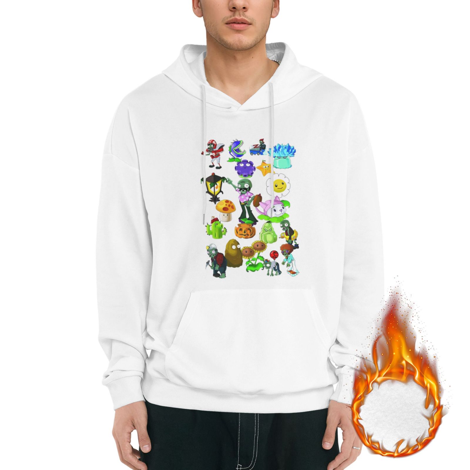 Plants Vs. Zombies Men'S Fleece Hoodie Long Sleeve Pullover With Pocket