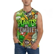 Plants Vs Zombies Mens Shirts Summer Casual Loose Sleeveless Muscle Tank Crew Neck Workout T Shirt Gym Beach Vest Shirts Small