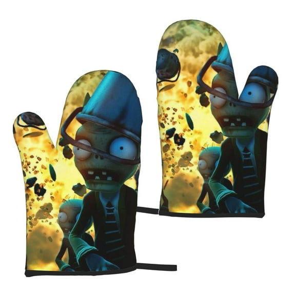 Plants Vs Zombies Oven Mitts Scald-Proof Gloves Heat Resistant Oven Gloves Perfect For Bbq, Baking, Cooking, Grilling