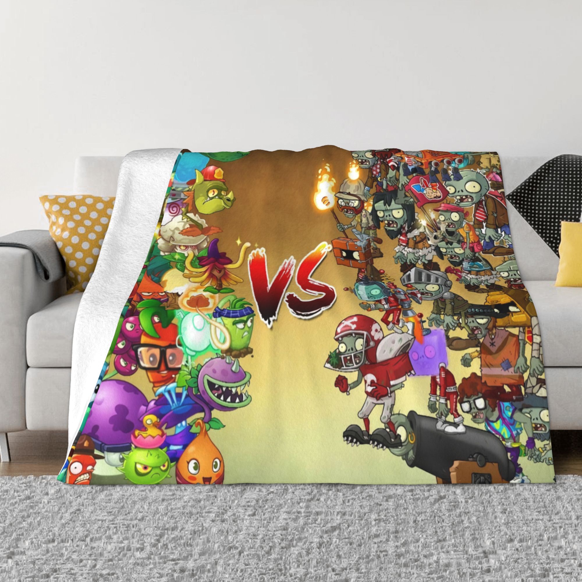 Plants Vs Zombies Soft Throw Blanket Premium Fleece Blanket for Couch Sofa Bed, Lightweight