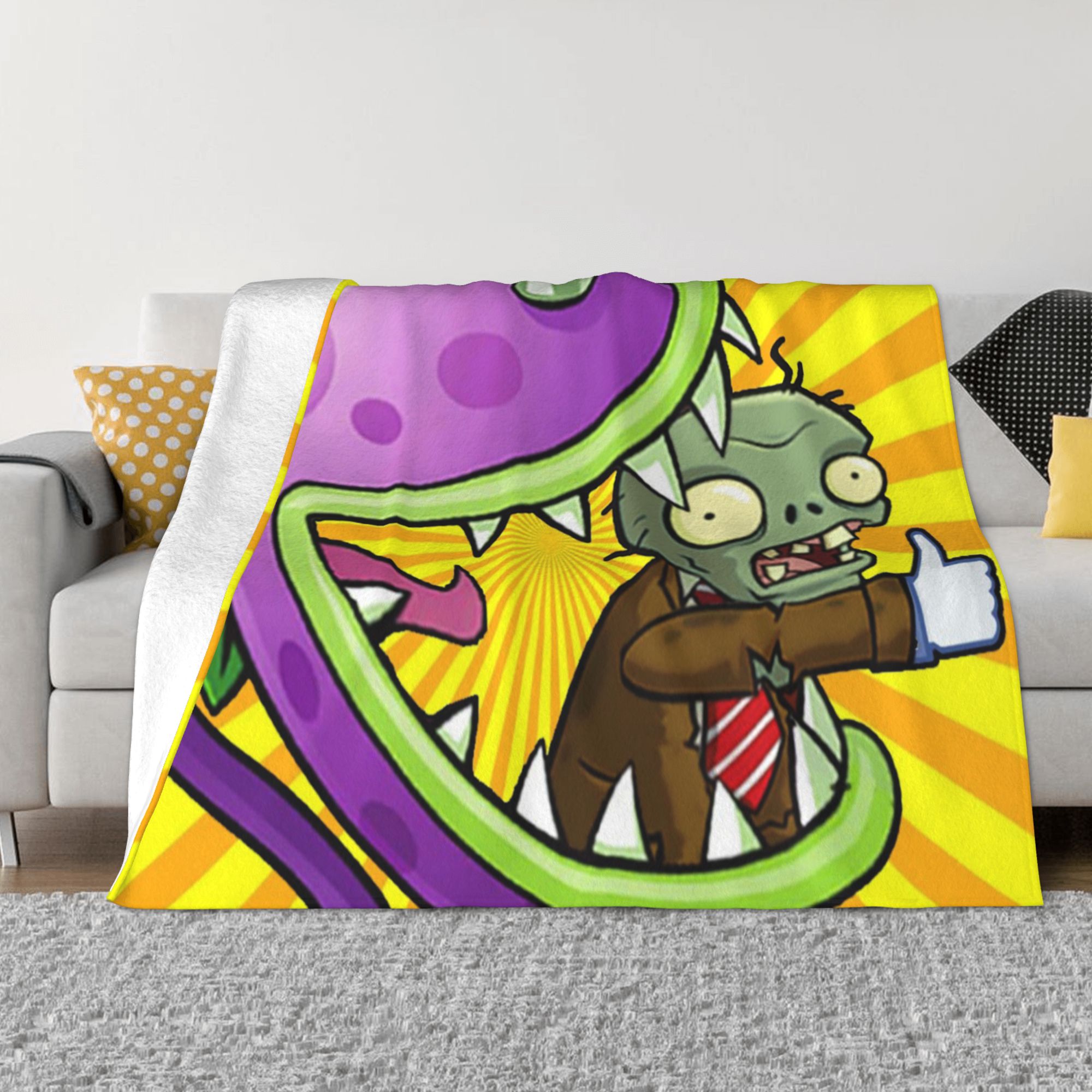 Plants Vs Zombies Soft Throw Blanket Premium Fleece Blanket for Couch Sofa Bed, Lightweight