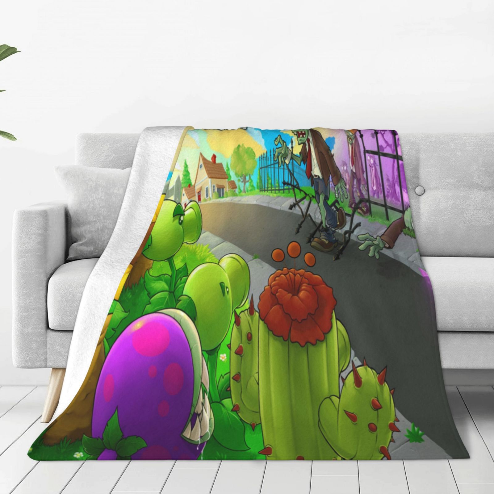 Plants Vs Zombies Throw Blankets 50"X40" Lightweight Cozy Soft Warm