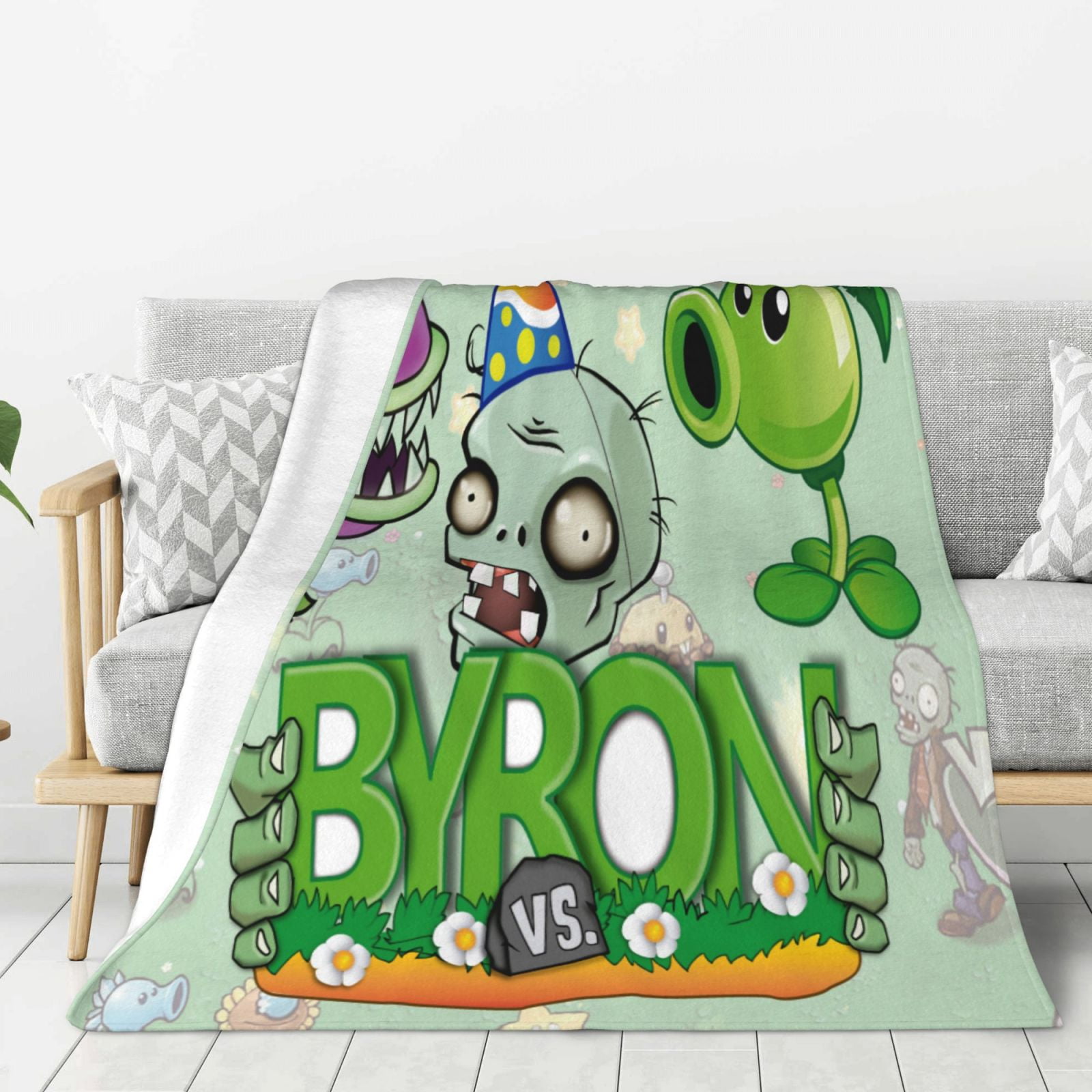 Plants Vs Zombies Throw Blankets 50"X40" Lightweight Cozy Soft Warm