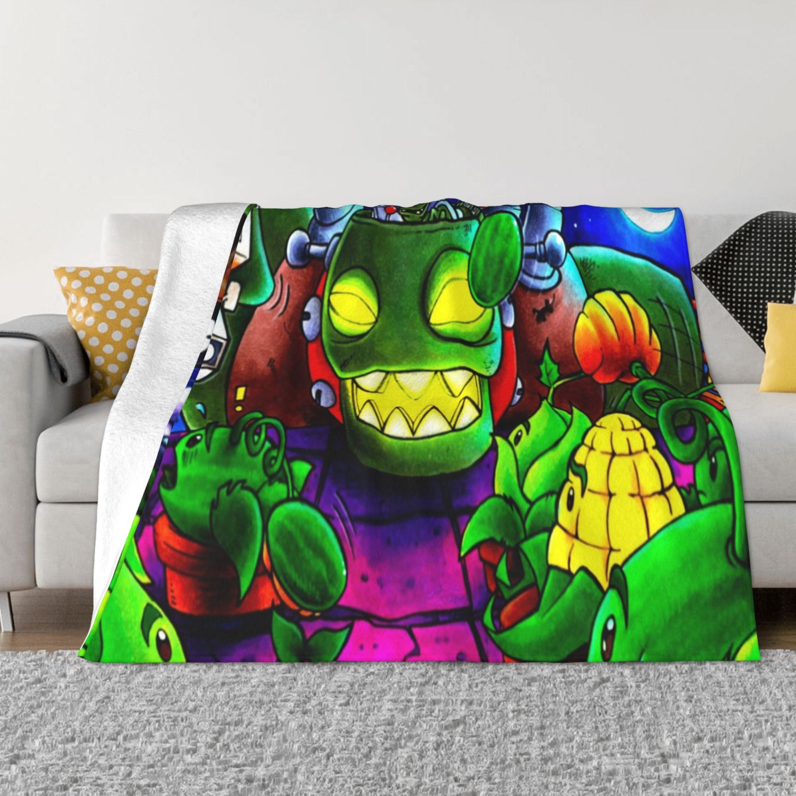 Plants Vs Zombies Throw Blankets 50"X40" Lightweight Cozy Soft Warm