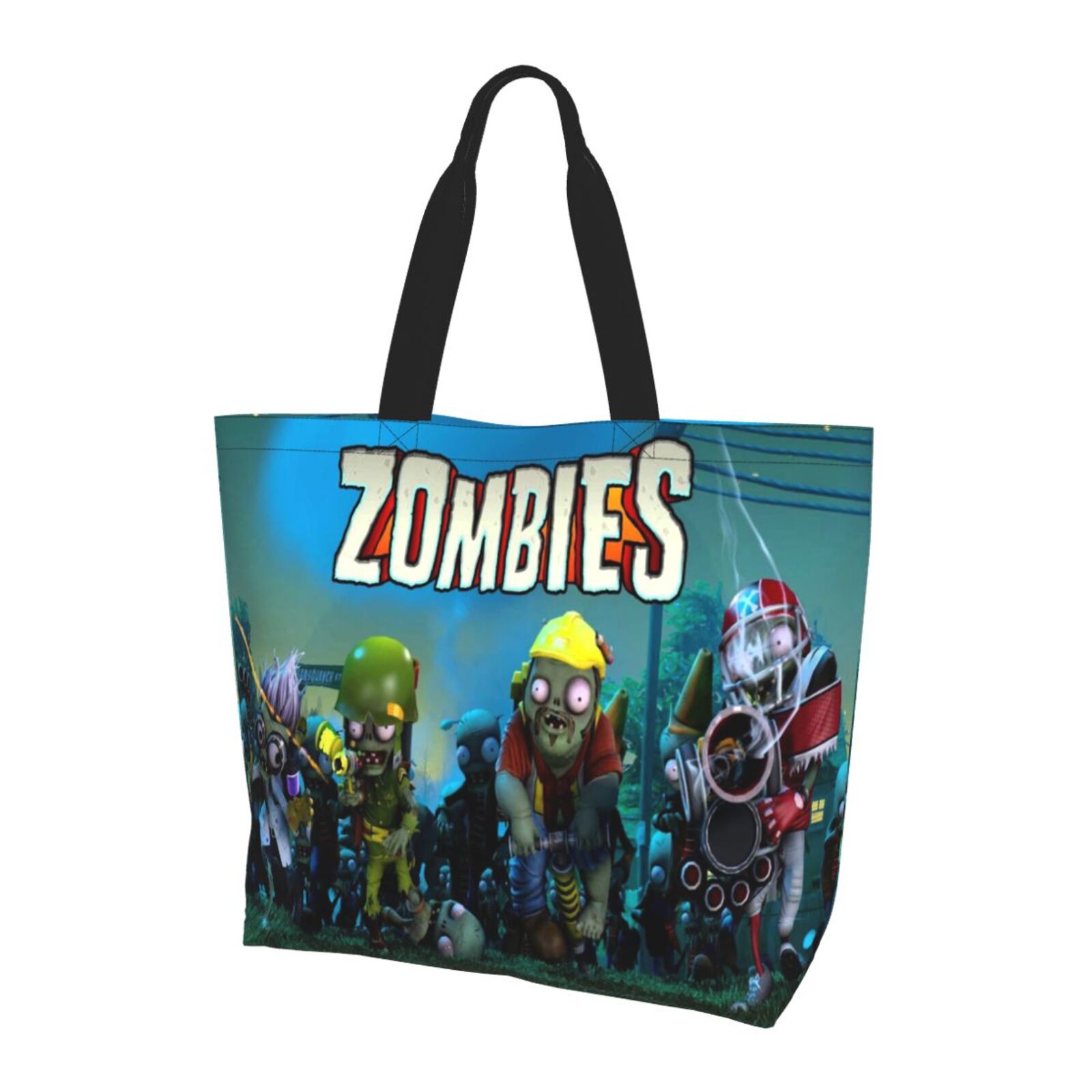 Plants Vs Zombies Tote Bag Large Capacity Shopping Bag Portable Handbag