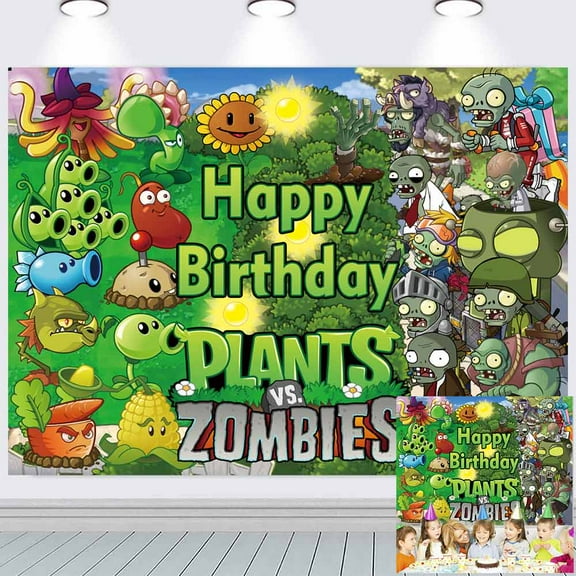 Plants & Zombies Backdrop Banner Party Supplies Poster Movie Theme Background for Photography Kids Birthday Decorations
