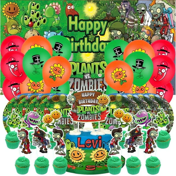 Plants & Zombies Party Supplies Birthday Balloons Plates Decoration Cake Topper Decor Tableware Banner Backdrop