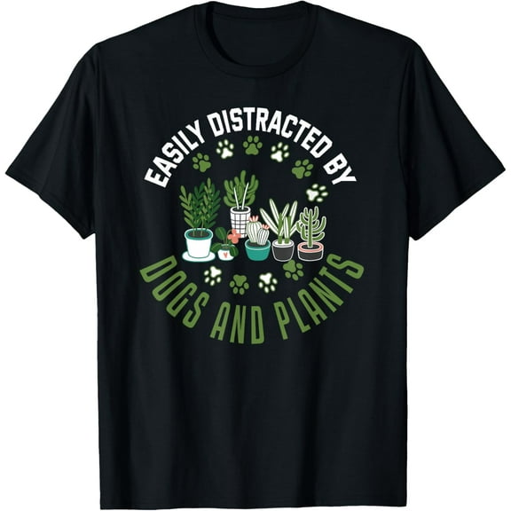Plants and Dogs Funny Plant Lover Dog Lover Plant T-Shirt men and women can wear, black, white, gifts