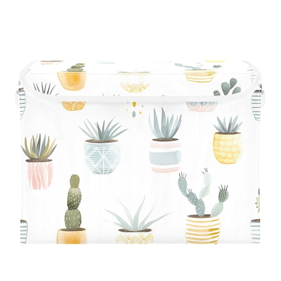 Plants in Pots Foldable Storage Bin with Lid and Handle Collapsible Storage Box 16.5 x 12.6 x 11.8 inches