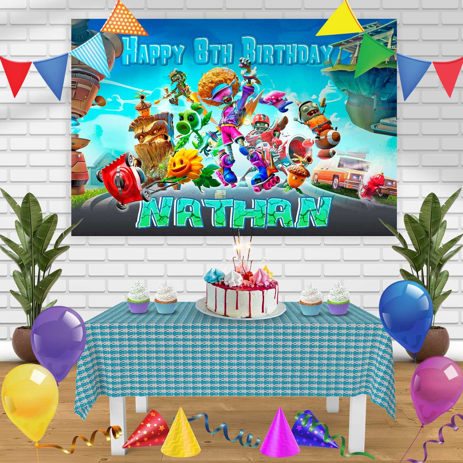 Plants vs Zombies 2 Birthday Banner Personalized Party Backdrop ...