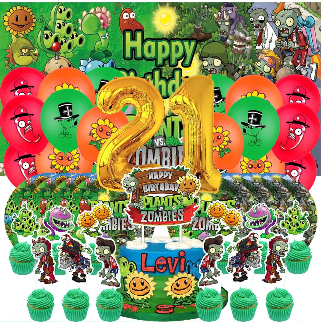 Plants vs Zombies Balloons Party Supplies 21th Decor Tableware Birthday ...