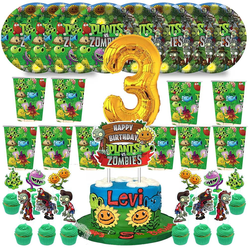 Plants vs Zombies Birthday 3rd Cups Party Supplies Plates Fans ...