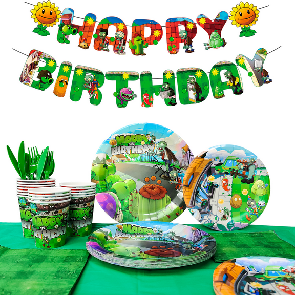 Plants vs Zombies Party Supplies,169pcs Plants vs Play Game Zombies Party Kit - Plants vs Zombies Balloons Banner Backdrop Stickers Plates Cups Napkins etc Plants vs Zombies Decorations Supplies