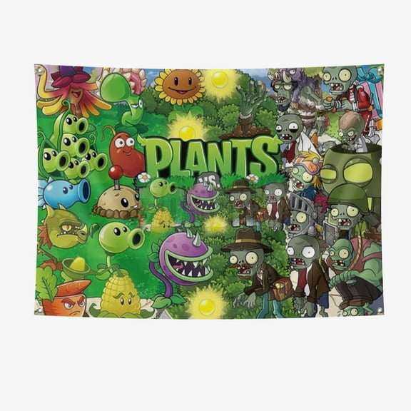 Plants vs Zombies Party Supplies Happy Birthday Banner 7*5FT Large Size Plants vs Zombies Party Decoration