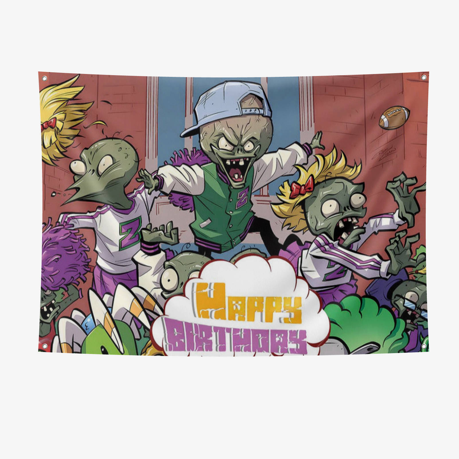 Plants vs Zombies Party Supplies Happy Birthday Banner 7*5FT Large Size ...