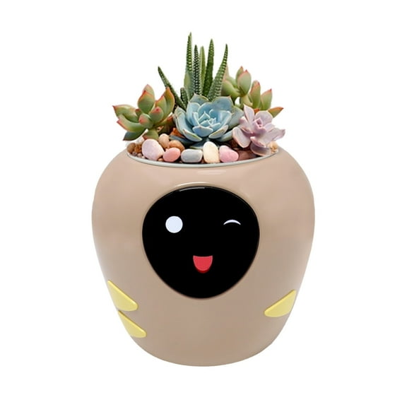 PlantsRobot Smart Planter, Interactive Self-Watering Plant Pot with App Alerts, Smart Monitoring & Expression Display for Indoor Plants(Pink)