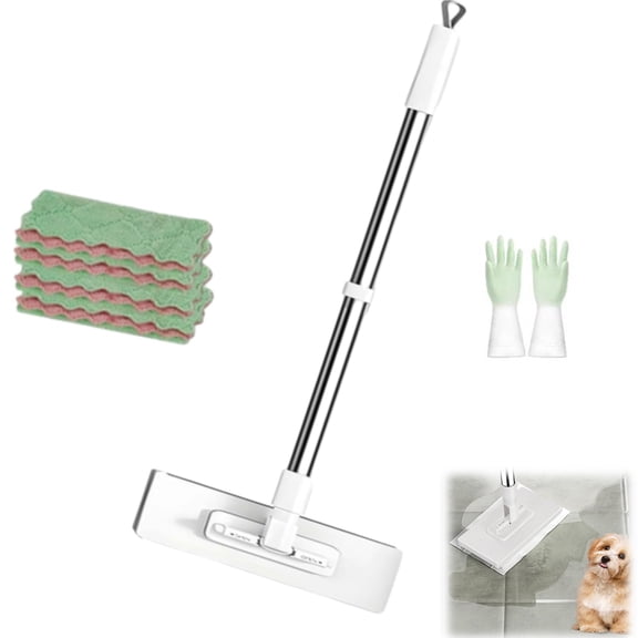 Planvisi Mop, Fiber Lock Mini Mop, Multifunctional Lazy with One-Click Cloth Attachment, Automatic Gripping, No Wash, Disposable Dust, Locking Head with Sweeping Cloths