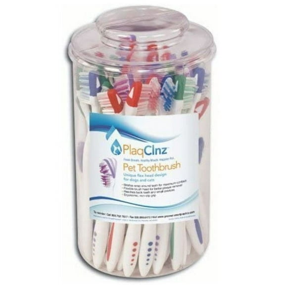 PlaqClnz Pet Toothbrushes for Dogs and Cats [Dog, Dental & Breath Aids] 48 count