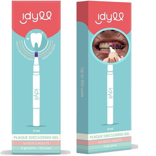 Plaque Disclosing Gel Pens for Teeth, 150 Uses, Dental Disclosing Tablet Gel for Kids & Adults