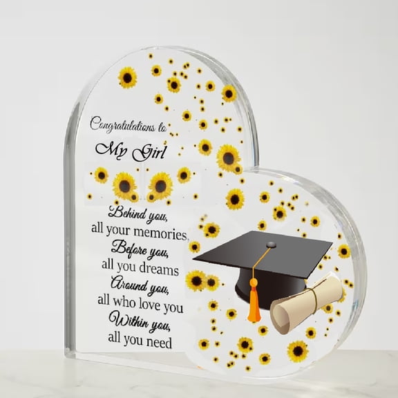 Plaque Graduation Print Heart Acrylic Plaque, Graduation Gift For Her from College, Class of 2023 Grad Gift, High School Graduation