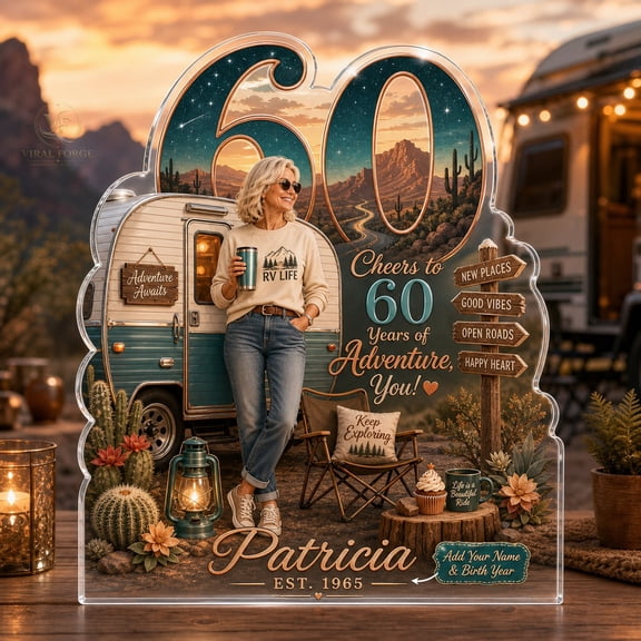 Plaque Personalized RV Life Birthday Acrylic Tabletop Keepsake for Camper Travelers