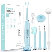 Plaque Remover for Teeth, Dental Cleaning Kit Tartar Remover for Teeth with LED Light & 5 Modes, Rechargeable Dental Cleaner,Portable Sonic Tartar Plaque Stain Remover,Ultrasonic Teeth Cleaner, Blue
